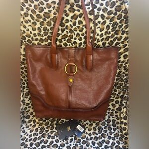 FRYE Leather Cognac/Brown Ring Tote Handbag Large - New